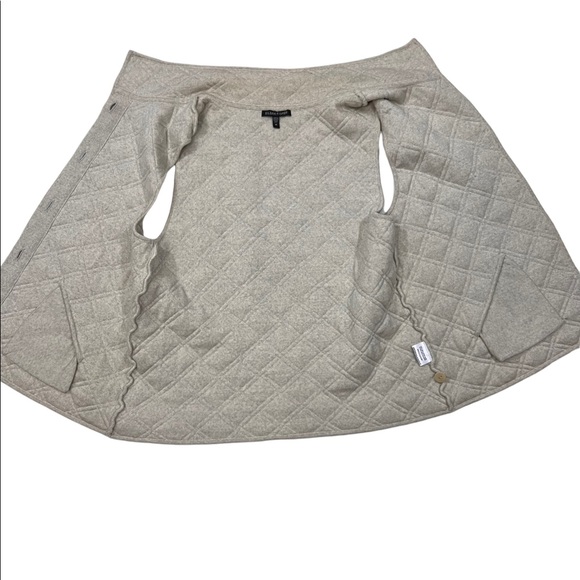 Eileen Fisher Medium Light Gray Button Front Merino Wool Quilted Vest Pockets - Picture 6 of 10